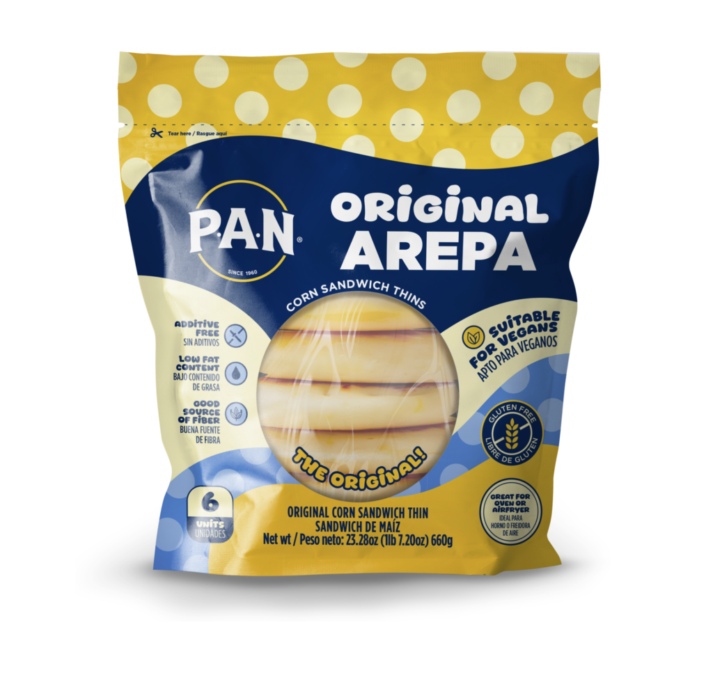 THE ORIGINAL P.A.N. AREPA – FROZEN & PRE-COOKED. GLUTEN FREE (6 UNITS)